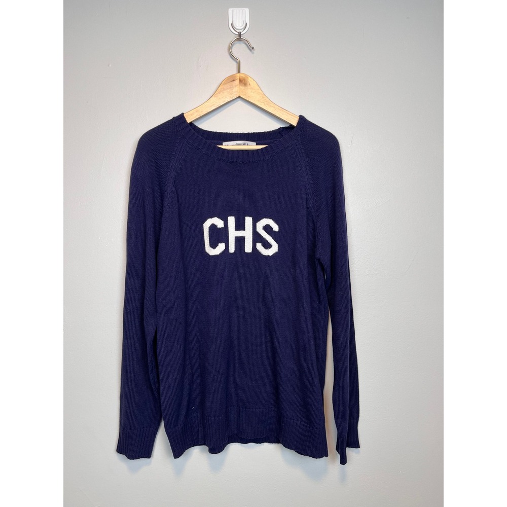 Ellsworth & Ivey CHS Navy Blue Knit Crewneck Sweater XL Charleston Raglan Sleeve